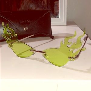 Green Flame Rimless Sunglasses